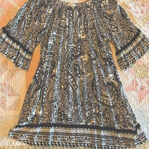 Umgee Peasant Boho Yellow Black Paisley Dresses Size XL